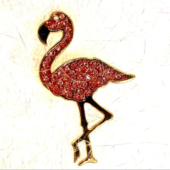Pink Flamingo Crystal Brooch - Picture 3 of 10